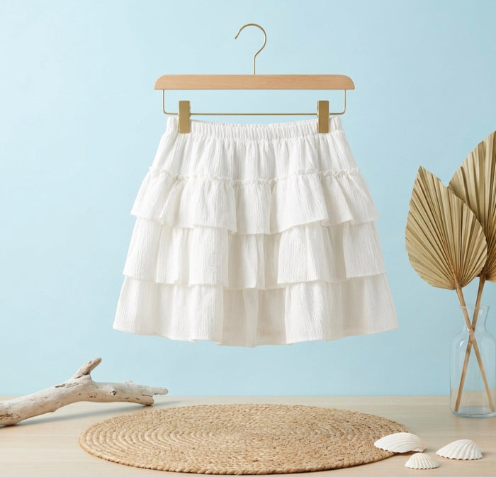 Ruffled Skirt-White
