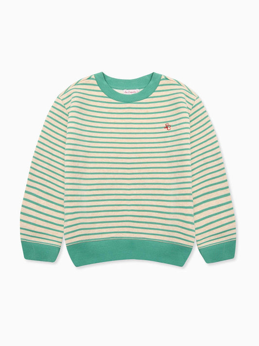 Sage Green Stripe Pernille Kids Sweatshirt
