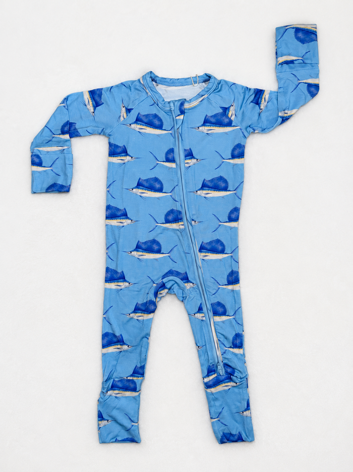 Sailfish Splash - Bamboo Zippy Sleeper Pajamas - READY TO SHIP