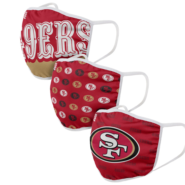 San Francisco 49ers Game Time FOCO NFL Face Mask Covers Adult 3 Pack