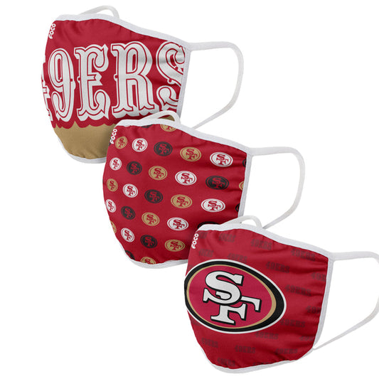 San Francisco 49ers Game Time FOCO NFL Face Mask Covers Adult 3 Pack