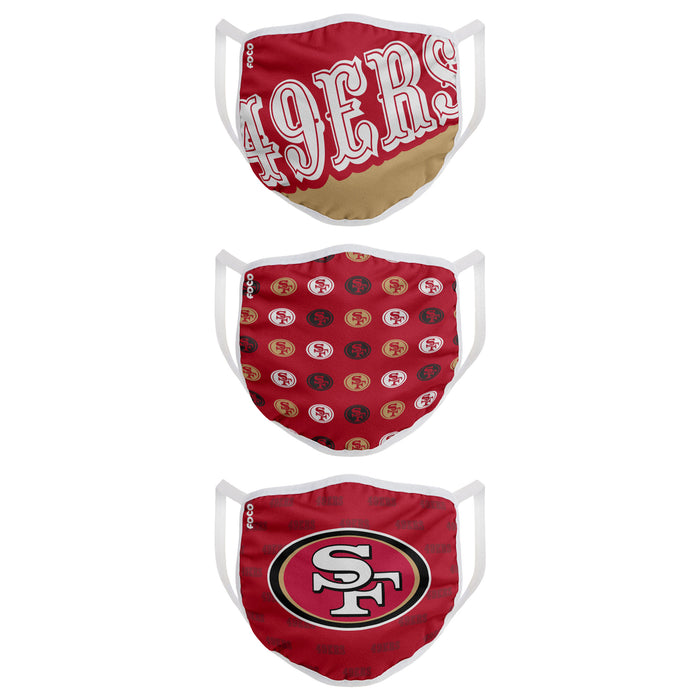 San Francisco 49ers Game Time FOCO NFL Face Mask Covers Adult 3 Pack