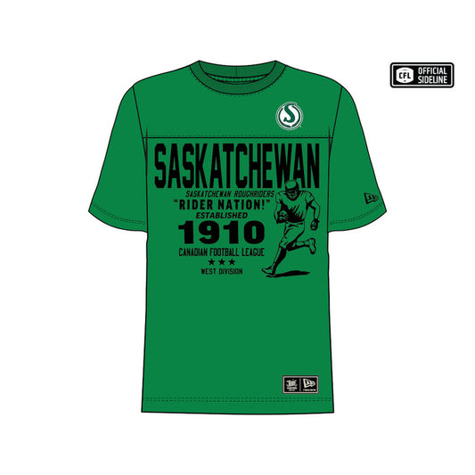 Saskatchewan Roughriders Turf Team Established 1910 New Era T-Shirt - Green