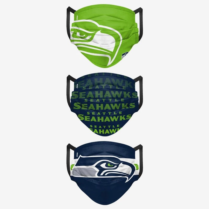 Seattle Seahawks Match Day FOCO NFL Face Mask Covers Adult 3 Pack