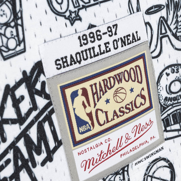 Shaquille O'Neal #34 Los Angeles Lakers Mitchell & Ness Doodle 1996-97 Swingman White Jersey