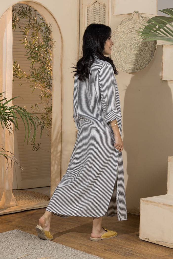 Shirt Dress- Black & White Stripes-(SizeL/Xl)