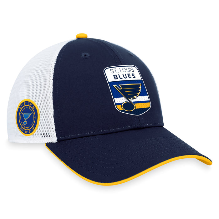 St. Louis Blues Fanatics Branded Blue 2023 NHL Draft On Stage Trucker Adjustable Hat