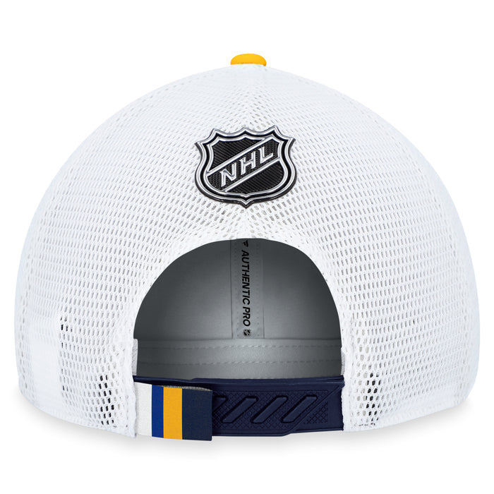 St. Louis Blues Fanatics Branded Blue 2023 NHL Draft On Stage Trucker Adjustable Hat