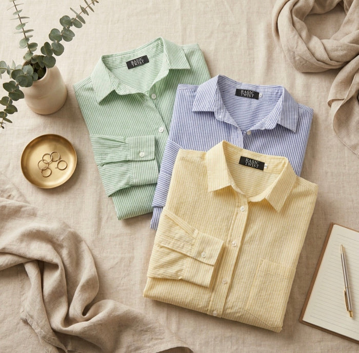 Stripey 100% Crinkled Cotton-Yellow & White