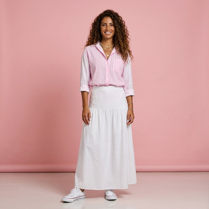 Stripey 100% Crisp Cotton Shirt-Pale Pink