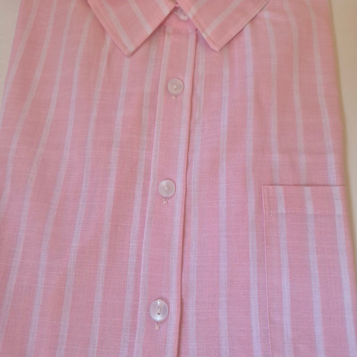 Stripey 100% Crisp Cotton Shirt-Pale Pink