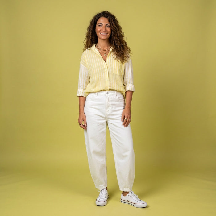 Stripey 100% Crisp Cotton Shirt-Pistachio Yellow