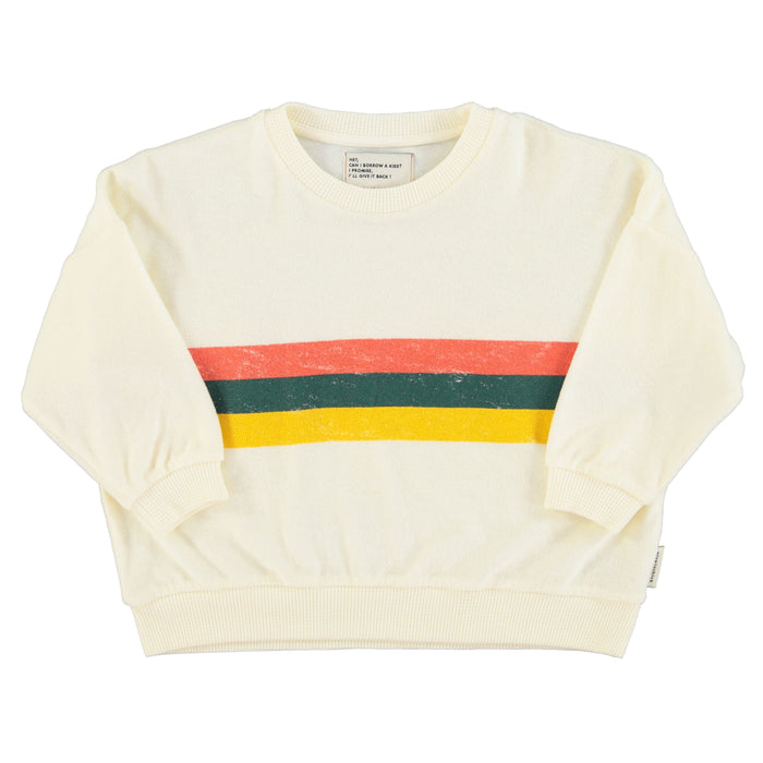 Sweatshirt in Ecru w/ Multicolor Stripes