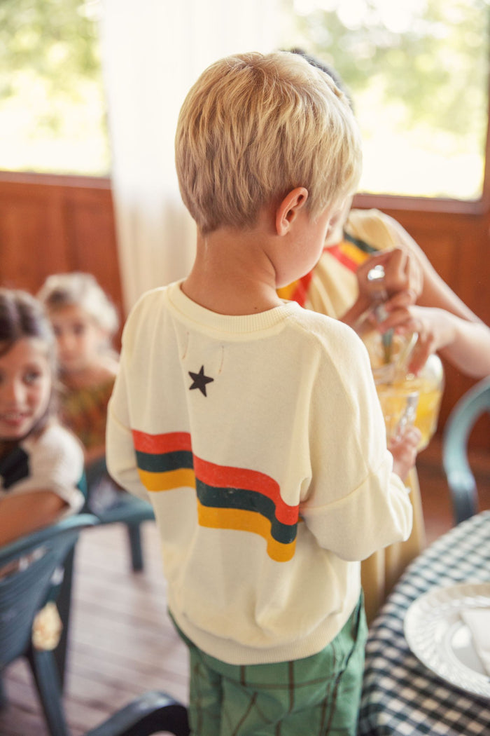 Sweatshirt in Ecru w/ Multicolor Stripes