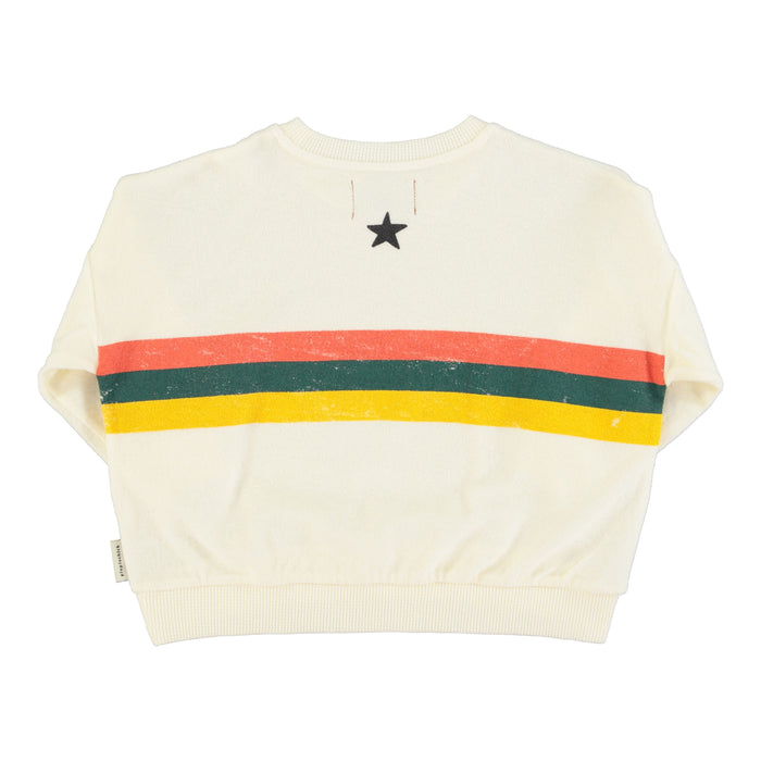 Sweatshirt in Ecru w/ Multicolor Stripes