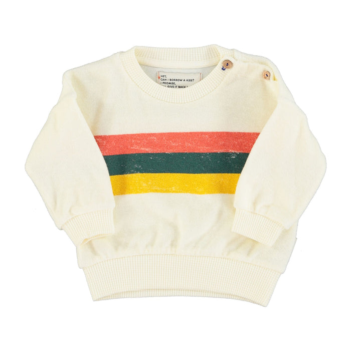 Sweatshirt in Ecru w/ Multicolor Stripes