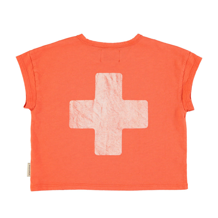 T-Shirt in Orange w/ "First Aid" Print