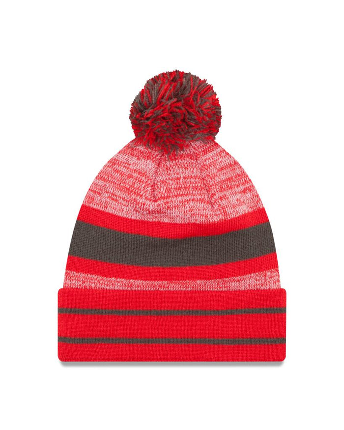 Tampa Bay Buccaneers Primary Logo New Era Red/Brn - Cuffed Knit Hat with Pom