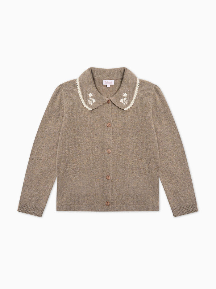 Taupe Harriet Merino Girl Cardigan