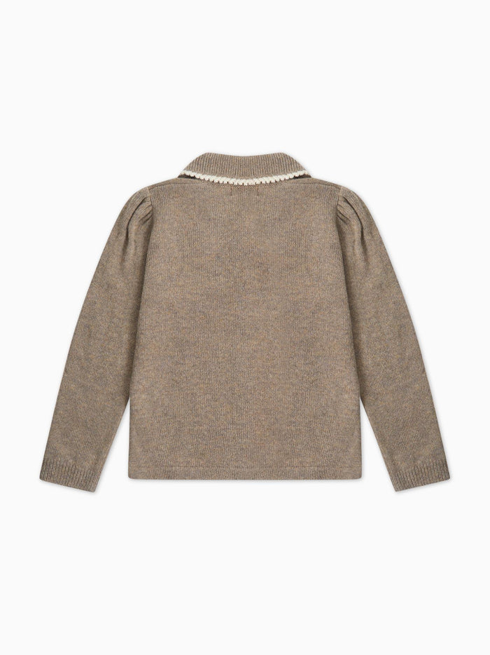 Taupe Harriet Merino Girl Cardigan