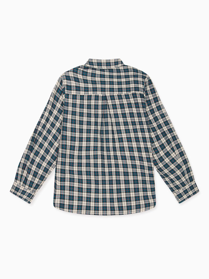 Teal Tartan Nico Long Sleeve Boy Shirt