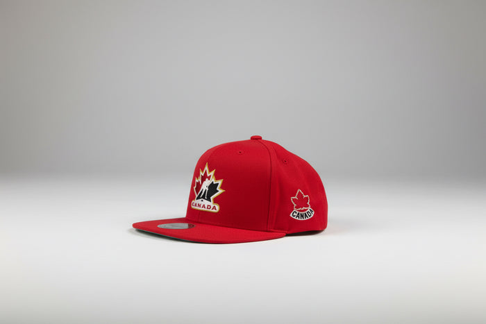 Team Canada Hockey Mitchell & Ness Core Logo Flat-Brim Snapback 2026 - Red