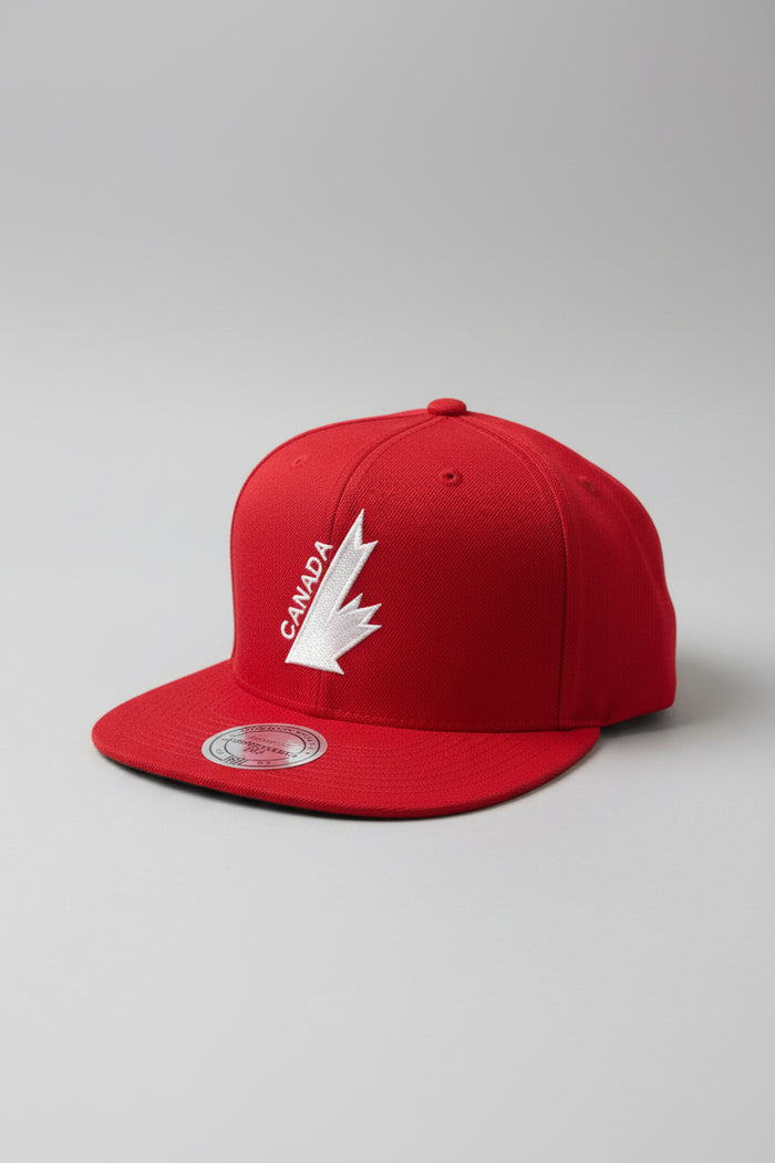 Team Canada Hockey Mitchell & Ness Half-Leaf Flat-Brim Snapback 2026 - Red
