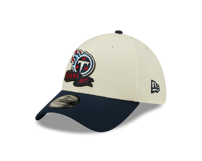 Tennessee Titans 2022 Sideline New Era Cream/Navy - 39THIRTY 2-Tone Flex Hat