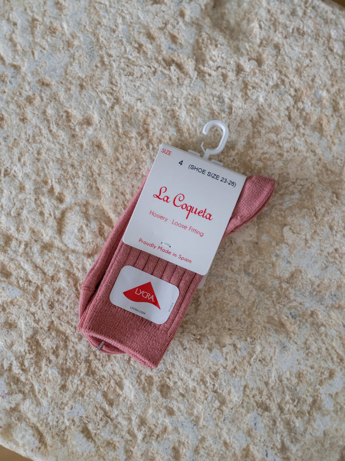 Terracotta Ribbed Short Kids Socks