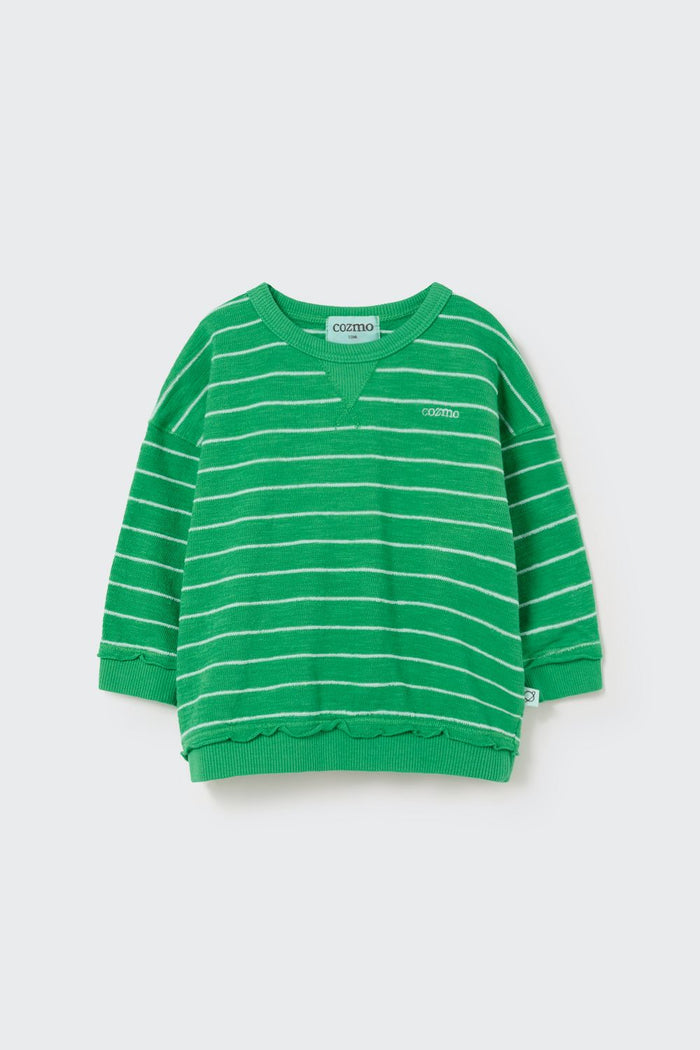 Thiago Striped Sweatshirt in Grass Green