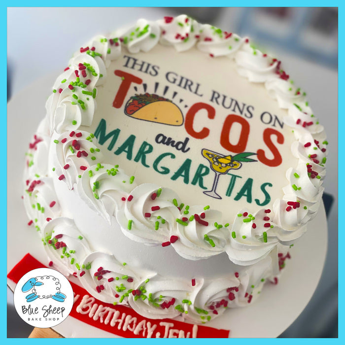 this girl runs on tacos ice cream cake