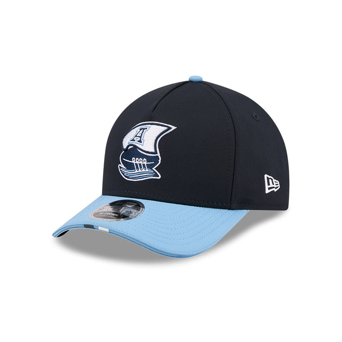 Toronto Argonauts CFL 2026 New Era On-Field Side Line 9FORTY M-Crown A- Frame Adjustable Hat - 2 Tone Black/Sky Blue