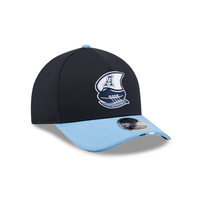 Toronto Argonauts CFL 2026 New Era On-Field Side Line 9FORTY M-Crown A- Frame Adjustable Hat - 2 Tone Black/Sky Blue