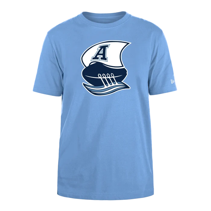 Toronto Argonauts Primary Logo New Era Cotton T-Shirt - Light Blue