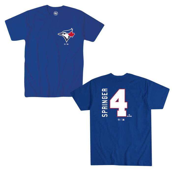 Toronto Blue Jay George Springer #4 '47 Brand Royal Name & Number T-Shirt