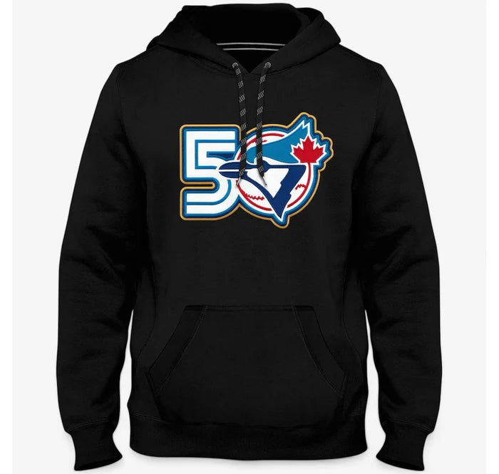 Toronto Blue Jays MLB Express Twill 50th Season Anniversary Logo Hoodie - Black