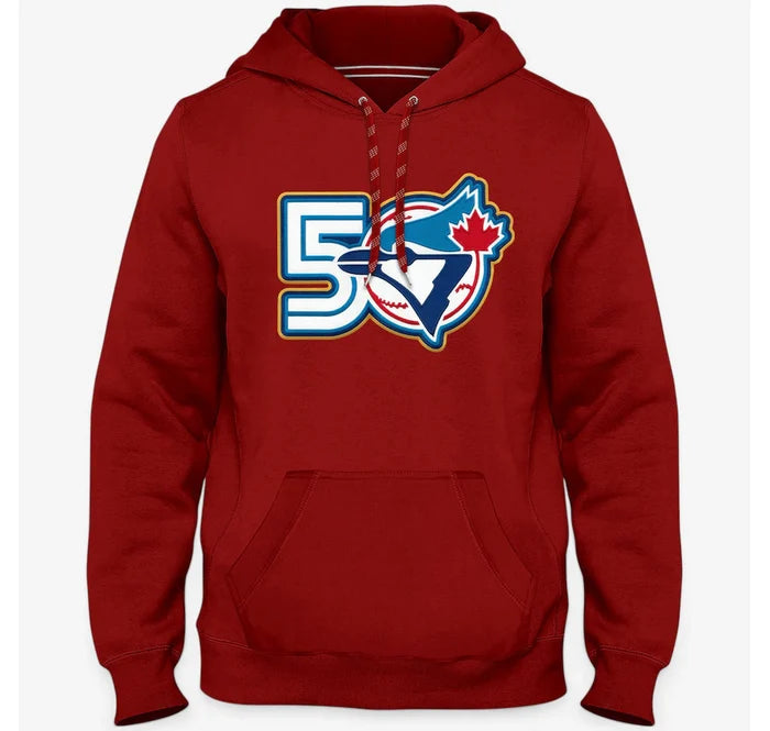 Toronto Blue Jays MLB Express Twill 50th Season Anniversary Logo Hoodie - Red