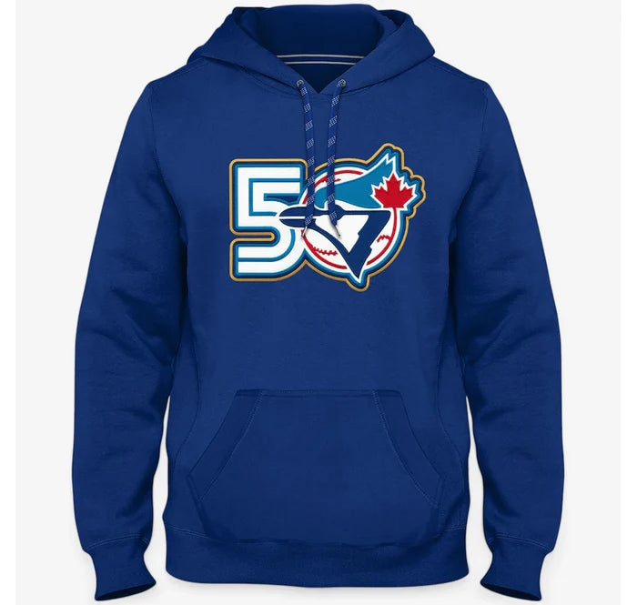 Toronto Blue Jays MLB Express Twill 50th Season Anniversary Logo Hoodie - Royal Blue