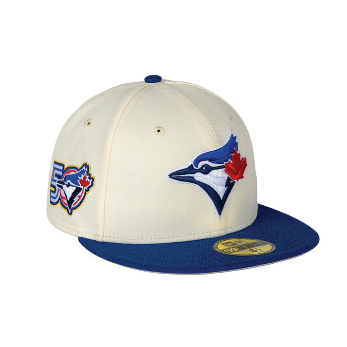Toronto Blue Jays New Era 2-Tone Cream - 50th Season Anniversary 59FIFTY Fitted Hat with Embroidered Patch