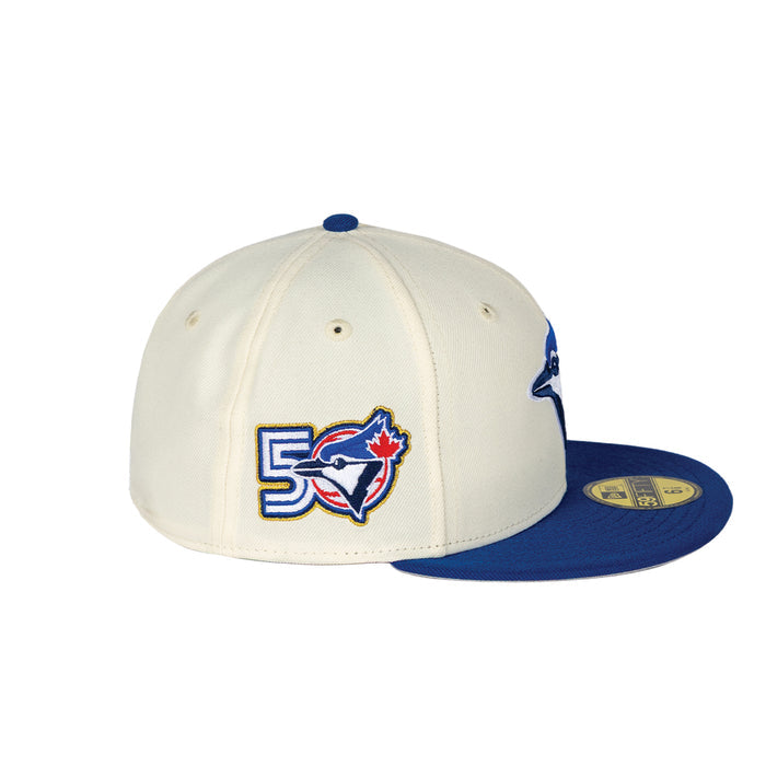 Toronto Blue Jays New Era 2-Tone Cream - 50th Season Anniversary 59FIFTY Fitted Hat with Embroidered Patch