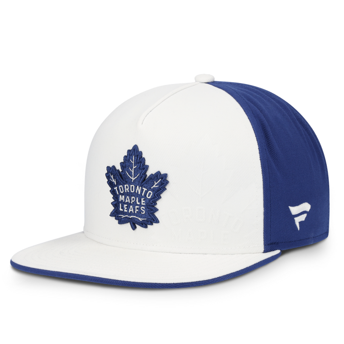 Toronto Maple Leafs Fanatics Authentic Pro 2026 Draft Alt 2 Flatbrim Snap Back Hat - White/Blue