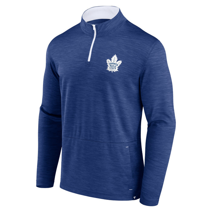 Toronto Maple Leafs Fanatics Branded Heather Royal 2023 Hard Quarter-Zip Shirt
