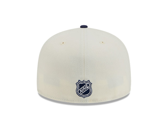 Toronto Maple Leafs New Era Basic Chrome 2-tone 59FIFTY Fitted Hat - Cream/Navy