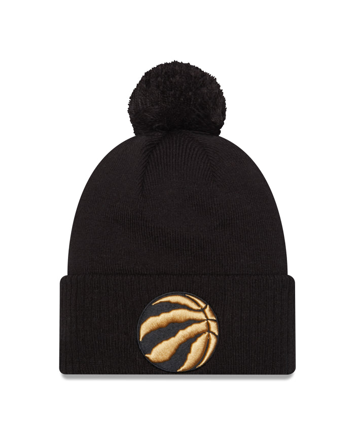 Toronto Raptors New Era City Edition 2023-24 Pom Knit Toque - Black/Gold