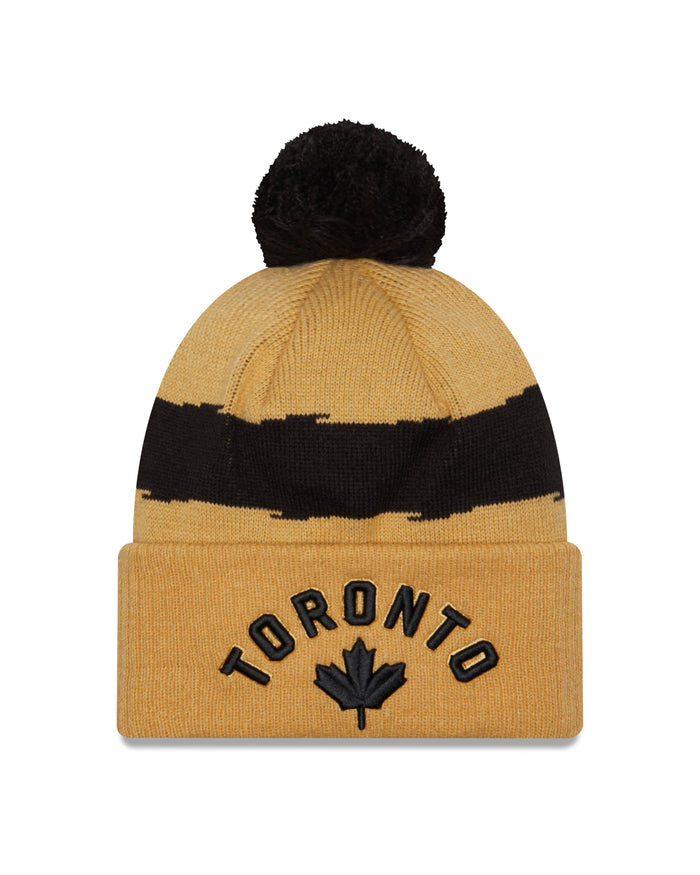 Toronto Raptors New Era City Edition 2023-24 Pom Knit Toque - Tan/Black