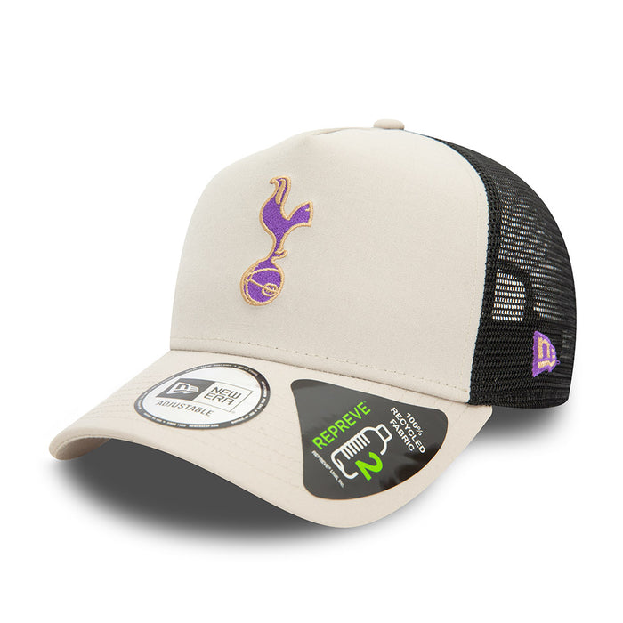 Tottenham Football Club Purple Gold Logo Cream / Black Trucker New Era Adjustable Hat