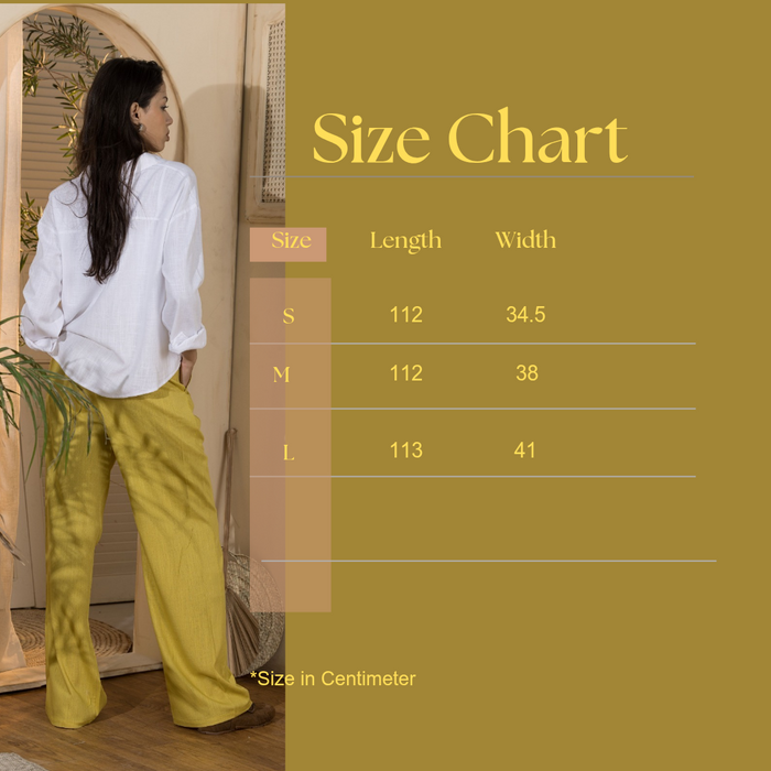 Trousers- Women's Linen Pleated Pants-Yellow