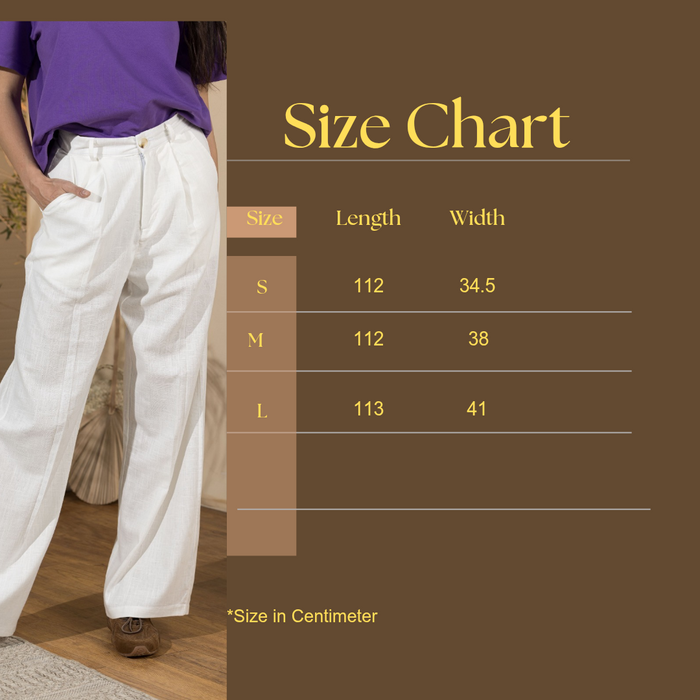Trousers-Women's Linen Pleated Pants-White