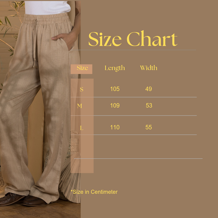 Trousers-Women's Linen Wide Leg Pants-Beige (Size: Small)
