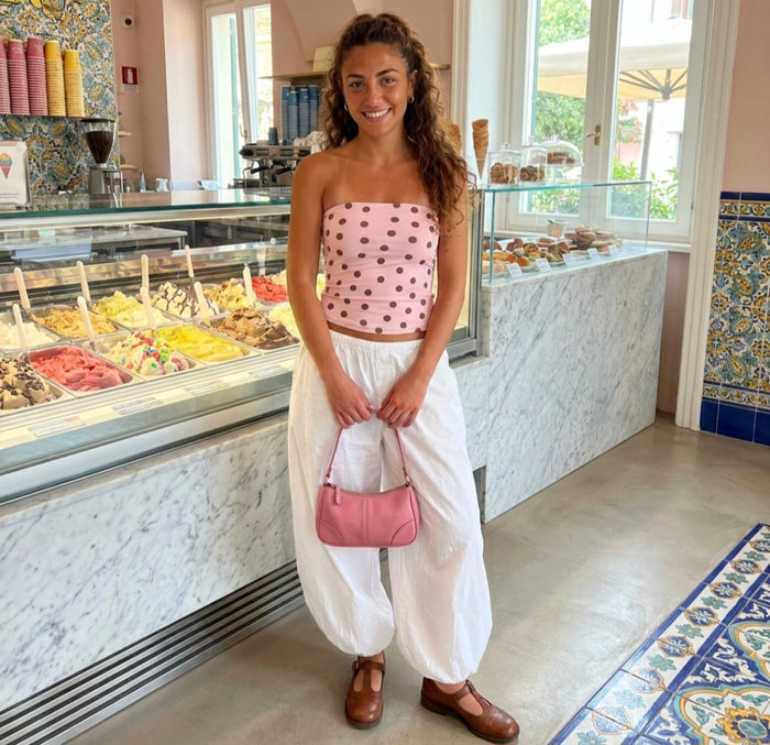 Tube Top-Polka Dots-Pink & Brown Spots